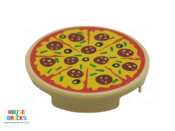 LEGO® 6174830 - 29629 - Tegel, Rond 2 x 2 met Onderkant Nop Houder met Pizza patroon
