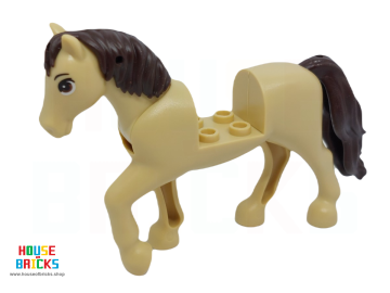 LEGO® 6466780 - 106099 - Paard met 2 x 2 Uitsparing en Beweegbare Nek met Gevormde Donkerbruine Staart en Manen en Bedrukte Donkerbruine Ogen en Zwart Wenkbrauw patroon