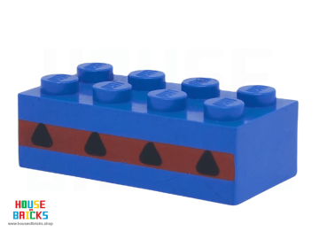 LEGO® 3001apr0001 - Steen 2 x 4 met 4 Vliegtuig Ramen in een Dunne Rode Streep (Licht verkleurd)