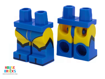 LEGO® 6441218 - 104153 - Minifiguur, Heupen met Gele Benen en Blauw Laarzenpatroon met Blauw Turnpakje, Blauwe Laarzenprint