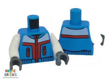 LEGO® 6376848 - 76382 - Torso jas, Wit/Donker Rode Vormen, Ritsen Print, Witte Armen, Donker Blauwgrijze Handen