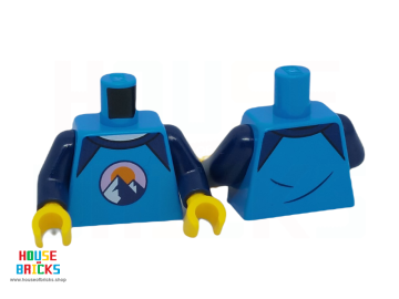 LEGO® 6427516 - 76382 - Torso, Embleem met Bergen, Fel Roze Lucht, Oranje Zon, Donker Blauwe Kraag Print, Donker Blauwe Armen, Gele Handen NO.6376