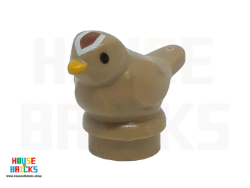 LEGO® 6483284 - 108156 - Vogel, klein met zwarte ogen, helder lichtoranje snavel en roodbruin en wit voorhoofd
