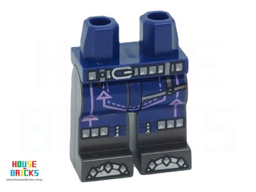LEGO® 6434230 - 102997 - Minifiguur, Heupen en Parelmoer Titanium Benen met Donkerblauwe Jas, Donkerbruine Riem, Zilveren Tenenprint