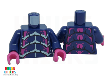 LEGO® 6481034 - 76382 - Minifiguur, Torso, zilveren/magenta buitenaards insect-borst, geschaalde rug print, donkerblauwe armen, magenta handen