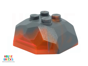 LEGO® 4285879 - 53933 - Rotsblok, Bovenkant met Transparente Neonoranje Marmering