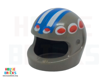 LEGO® 4186837 - 45293 - Minifiguur, Hoofddeksel Helm met blauw-witte strepen en een patroon van rood-witte stippen
