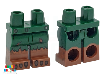 LEGO® 6441225 - 104160 - Minifiguur, Heupen met Donkergroene Benen en Roodbruin Laarzenpatroon, Donkergroene Gescheurde Shorts, Donkerbruine Vacht, Klauwenprint