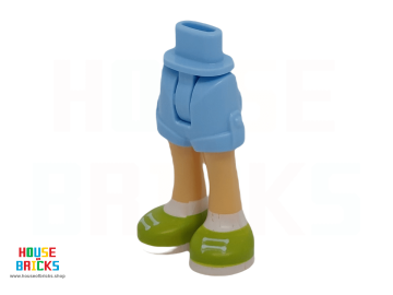 LEGO® 6428824 - 36198 - Minipop, Heupen en Korte Broek met Warmbruine Benen, Limoen / Witte Schoenen (dun scharnier)