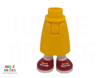 LEGO® 6466782 - 59794 - Minipop, Heupen en Rok Lang met Witte Benen en Donker Rode Schoenen met Veters en Witte Zolen (dikke scharnier)