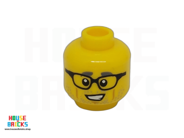 LEGO® 6288015 - 66173 - Minifiguur, Hoofd, Wheeler, Bril, Grijze Wenkbrauwen en Stoppels, Middelgrote Nougat Wanglijnen en Kuiltjesprint in de Kin