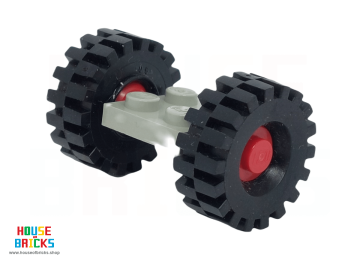 LEGO® 122c01assy3 - Plaat, Aangepast 2 x 2 met Wielen Rood, met Offset-banden Medium (122c01 / 4084)