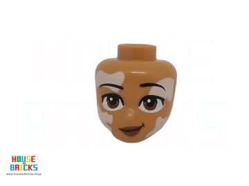 LEGO® 6466342 - 106000 - Minipop, Hoofd met Roodbruine Ogen, Donkerrode Lippen, Lichte Nougat Vitiligo-patches