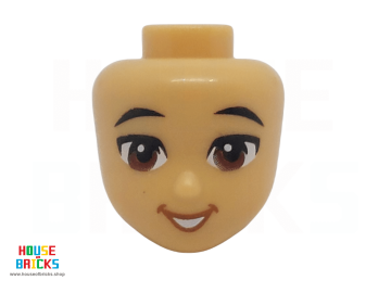 LEGO® 6416342 - 101094 - Minipop, Hoofd met Zwarte Wenkbrauwen, Roodbruine Ogen, Open Mond