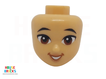 LEGO® 6416532 - 101174 - Minipop, Hoofd Roodbruine Ogen, Donkeroranje Lippen, Open Mondglimlach