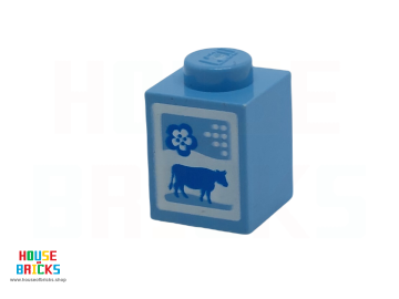 LEGO® 4619596 - 95275 - Steen 1 x 1 met Melkpakdecoratie (Koe en Bloem)