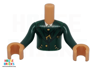 LEGO® 6518011 - 73161 - Minipop, Torso, Jongen met Donker Groene Jas, Gouden Versieringen, Knopen, Witte Shirt, Donker Groene Armen, Nougat Handen