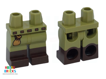 LEGO® 6464433 - 105574 - Minifiguur, Heupen met Olijfgroene Benen en Donkerbruin Laarzenpatroon met Riem, Geldbuidelprint
