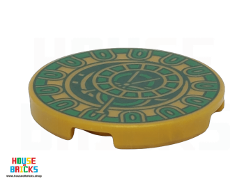 LEGO® 6510405 - 109895 - Tegel 3 x 3 Rond met Fel Groene Klok print