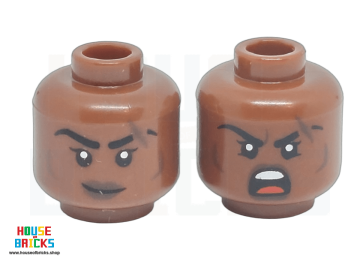 LEGO® 6483285 - 108157 - Minifiguur, Hoofd Dwergbarbaar, vrouwelijk, lange wenkbrauwen, frons, boze schreeuw