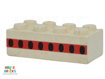 LEGO® 3001p04 - Steen 2 x 4 met Vliegtuig Ramen 8 in Dunne Rode Streepprint