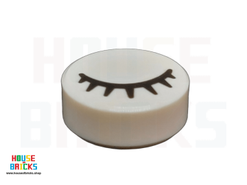 LEGO® 6284604 - 19241 - Tegel, Rond 1 x 1 met Zwart Gesloten Oog met Wimpers
