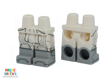 LEGO® 6441197 - 104132 - Minifiguur, Benen, Heupen met Witte Benen en Licht Blauwachtig Grijs Laarzen Patroon, Sjerp, Licht Blauwachtig Grijse Wikkel Print