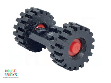 LEGO® 122c01assy3 - Plaat, Aangepast 2 x 2 met Wielen Rood, met Offset-banden Medium (122c01 / 4084)