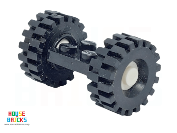 LEGO® 122c02assy3 - Plaat, Aangepast 2 x 2 met Wielen Wit, met Offset-banden Medium (122c02 / 4084)