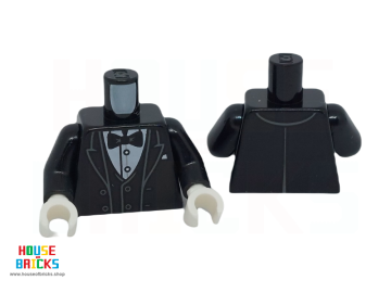 LEGO® 6438667 - 76382 - Minifiguur, Torso, Smoking, Jasje, Wit Overhemd, Zwarte Vlinderdasprint, Zwarte Armen, Witte Handen