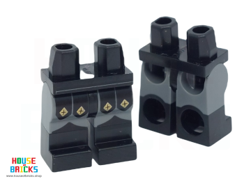 LEGO® 6464465 - 105606 - Minifiguur, Heupen met Donkerblauwgrijze Benen en Zwart Laarzen, Zwarte Jas, Gouden Knopen