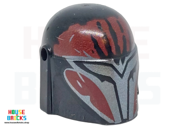LEGO® 6581397 - 115356 - Mandalorian helm met gaten, zwarte, donkerrode markeringen en krassen