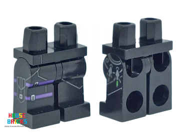 LEGO® 6501082 - 109591 - Minifiguur, Heupen en Zwarte Benen met Donkerpaarse Bandjes, Pijlen print