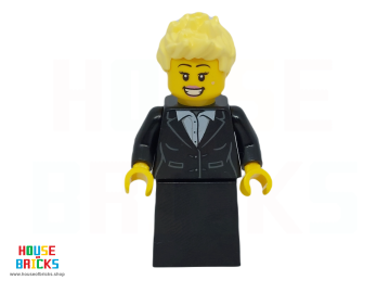 LEGO® cty1684 - City - Minifiguur - Carol Zinger - Vrouw, Zwart Colbert met Wit Overhemd met Knopen, Zwarte Rok, Helder Lichtgeel Puntig Haar