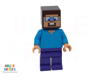 LEGO® min160 - Minecraft - Minifiguur - Steve (Nougat) - Donker Paarse Benen, Donker Azuurblauw Rond Ogen
