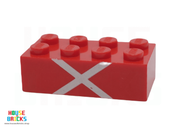 LEGO® 3001pr0017 - Steen 2 x 4 met "X"