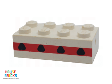 LEGO® 3001apr0001 - Steen 2 x 4 met 4 Vliegtuig Ramen in een Dunne Rode Streep